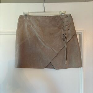Blank NYC Brown Asymmetrical Wrap Mini Skirt